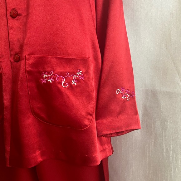 Custom made silk pajama S  cranberry red - Picture 4 of 11
